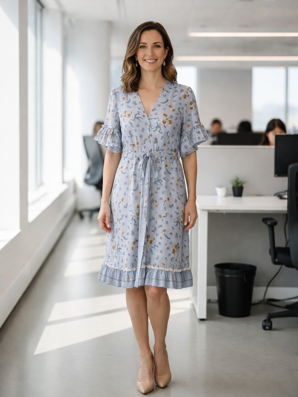 Max Studio Light Blue Floral Mini Dress